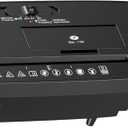  8-Sheet Strip Cut Paper, CD, and Credit Card Shredder with Auto-Off Compact, Portable Design, No Basket, Extendable Arm, Black