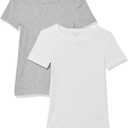 Amazon Essentials Women's Slim-Fit Short-Sleeve Crewneck T-Shirt, Pack of 2 XS 