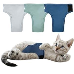Paw Legend Cat Diapers for Female Cats Spraying Washable Reusable Kitten Diapers for Cats Incontinence Pet Diapers (3 Pack, Colorful, Medium)