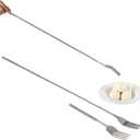 4 x Extendable Fork, Durable Stainless Steel Telescopic Fork Retractable Dinner Forks Dessert BBQ Dinner Fruit Long Handle Telescoping Fork Cutlery for Cooking 8.7-25.4Inch (One Dinner Fork)