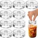 TOPZEA 9 Pack Fermentation Glass Weight with Easy Grip Handle, for Wide Mouth Mason Jars, Heavy Fermenting Lids, Pickling Canning Supplies Kit, Dishwasher Safe