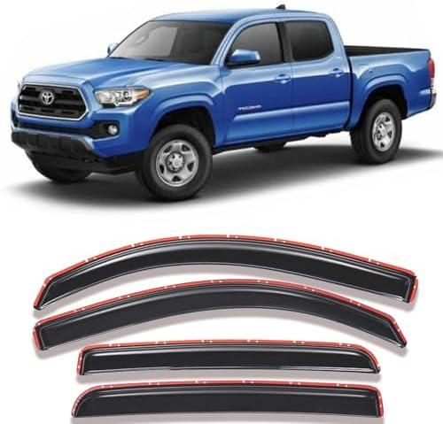 Side Car Window Deflectors for 2016-2023 Toyota Tacoma Rain Guards Window Visor Shades, with Crew/Double Cab, Truck Accessories Sun Shade in-Channel 194768 2017 2018 2019 2020 2021 2022