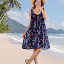 YESNO Summer Dresses for Women Casual Boho Floral Sundresses Sleeveless Scoop Neck Beach Tank Dresses EVS (M)