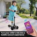 24V Electric Scooter for Kids w/150W Powerful Motor, Thumb Throttle, LCD Screen, Bluetooth, Light-Up Stem Deck & Wheels, 3 Adjustable Heights, 5MPH Safe Speed, 3 Wheel Electric Scooter for Kids