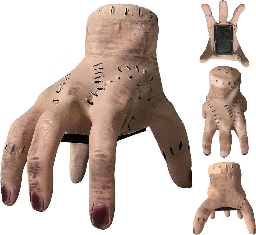 IBQ Horror Electronic Oversized Walking Hand with Spooky Music for Addams Costume Goth Family Cosplay Halloween Props Outfit Gifts BQ057