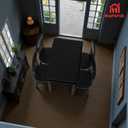 Miniature Dining Table and Chairs Set 5pcs 1:12 Scale Dollhouse Room Furniture Kitchen Mini Wooden Chair Accessories, Model Accessory Decoration for Doll House DIY Hobby, Black