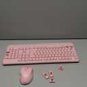 MEETION Wireless Keyboard and Mouse, Full-Sized Cordless Keyboard with Wrist Rest, 3 DPI Adjustable Mouse, Keyboard and Mouse Set with 2.4GHz USB Receiver, for PC/Computer/Laptop/Windows/Mac, Pink