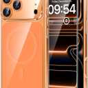 6 x TAURI Original Design for iPhone 17 Pro Case, Compatible with MagSafe with Screen Protector, Anti-Yellowing Military-Grade Protection Shockproof Magnetic iPhone 17 Pro Case, Clear Orange