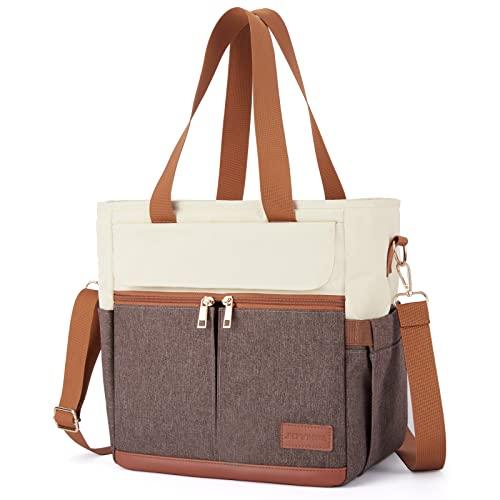 JOYHILL Lunch Bag for Man, Lunch Tote for Woman, Leakproof Insulated Lunch Box with Shoulder Strap, Adult Reusable Lunch Cooler Tote Bags for Work PicnicCamping Beach (B-BROWN)