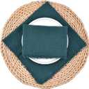 3 x Fall Thanksgiving Rustic Cloth Napkins 16.5x16.5 Inches Handmade Cotton Linen Napkins with Fringe Boho Washable Dinner Napkins in Bulk for Wedding Party Table Decor Set of 4 Emerald Green