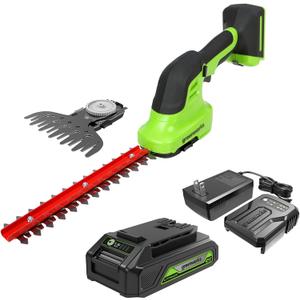 Greenworks 24V Cordless Shear Shrubber, 1.5Ah USB Battery and Charger Included