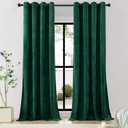 Timeper Dark Green Velvet Curtains, 102 inches Blackout Curtains Super Soft Home Decor Thermal Insulated Energy Saving for Sliding Door/Privacy Room Dividers, Grommet Top, W52 x L102, 2 Panels