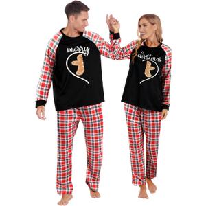 FAYALEQ Christmas Matching Pajamas for Couples Long Sleeve Xmas Plaid Soft Pullover Pjs Set for Men and Women Holiday One Set (XXL)