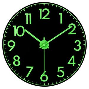 JoFomp Glow in The Dark Wall Clocks Battery Operated, 12 Inch Resin 3D Numbers Luminous Wall Clock for Bedroom, Silent Wall Clocks for Living Room Decor, Light Up Wall Clock Decorative for Kitchen