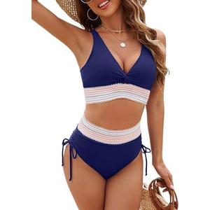 Edelqual Women High Waisted Bikini Sets Tummy Control Swimsuits Two Piece Bathing Swim Suits Summer Beach Swimwear S