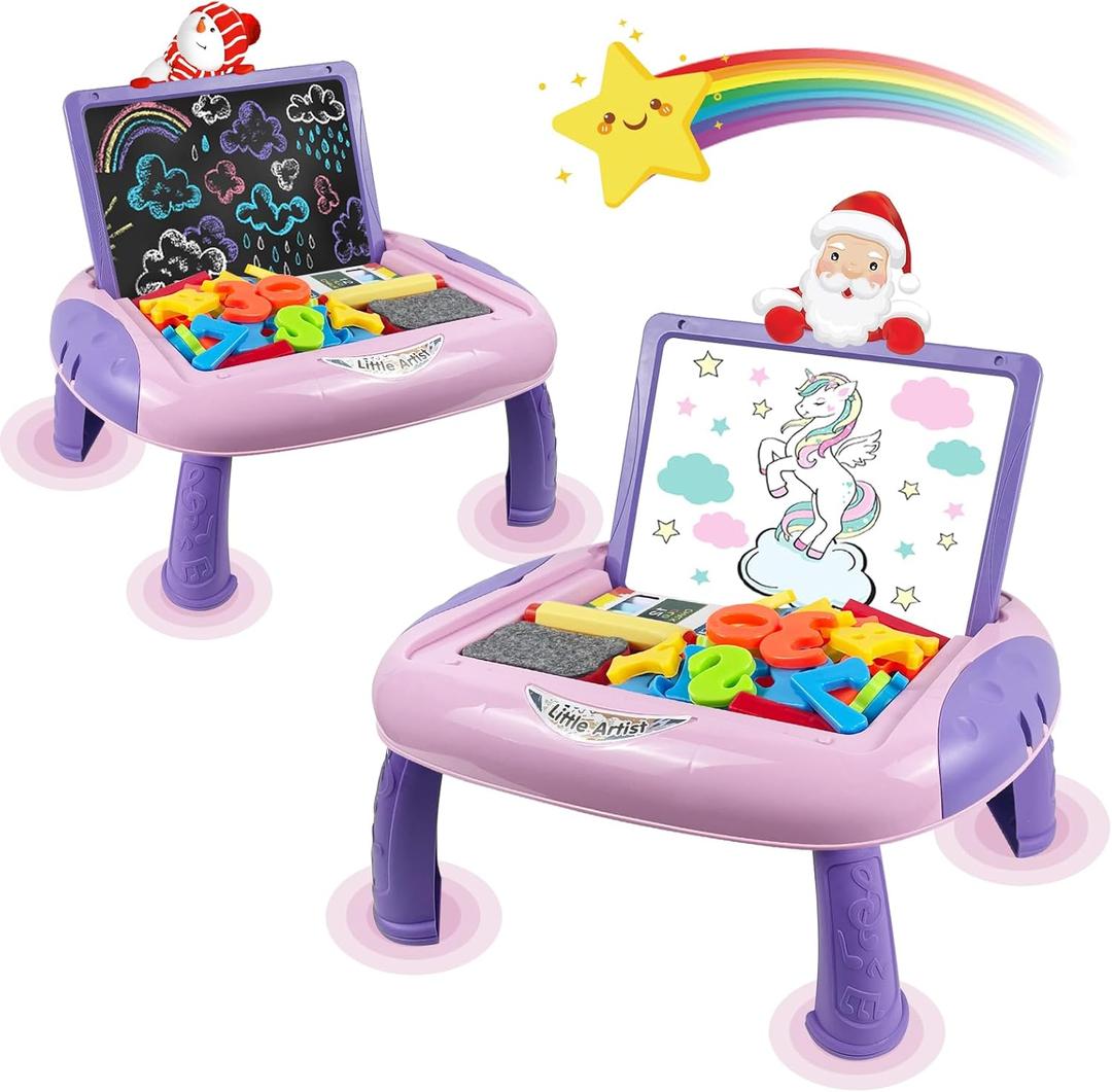 Gift for 1-2 Year Old Girls, Toddler Girl Toys with Magnetic Letters and Numbers, Learning and Educational Toys for 1 2 Year Old, Girls Birthday Christmas Gifts (Unicorn Pink) (Purple)