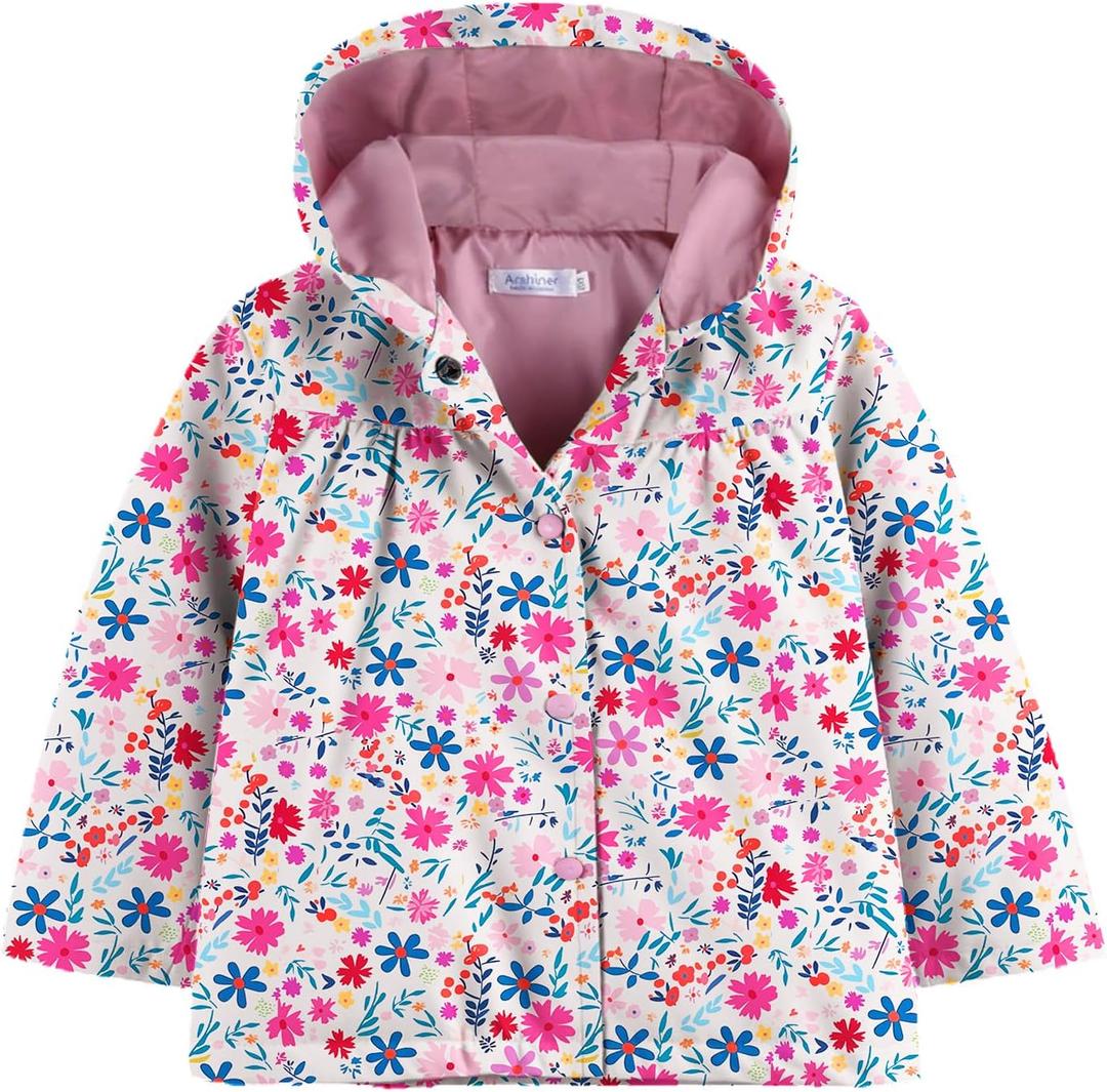 Arshiner Girl Baby Kid Waterproof Hooded Coat Jacket Outwear Raincoat Hoodies (Pink), Size: 1T