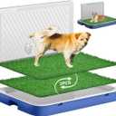 PETILALA Grass Pad for Dogs with Tray&Pee Baffle,24.8x19.3in 2pcs Artificial Grass for Indoor Small Medium Dogs/Puppy Up to 70lbs Potty Training,Reusable Fake Turf for Dog Pee On