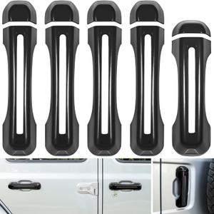 Door Handle Inserts Cover Trim+Tailgate Handle Cover for 2018-2024 Jeep Wrangler JL JLU Sports Sahara Freedom Rubicon Unlimited Gladiator JT 2-Door & 4-Door Exterior Accessories (Black 5PCS)