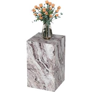Modern Marble Side Table, 20" Small Square End Table for Living Room, Bedroom, Exhibition Hall, Suitable for Displaying Vases, Statues, Table Lamps, etc.(MAXCAP: 90 Lbs) Venice Brown, Medium