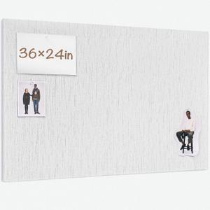 Lightomorrow Bulletin Board 36 x 24 inches, 3' x 2' Linen Board for Wall, Decorative Fabric Pin Board with Safe Removable Adhesive Tapes for Home and Office, Includes 20 Push Pins-Gray Stripes