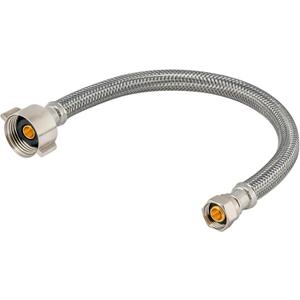Eastman 12 Inch Flexible Toilet Connector, 7/8 Inch Ballcock x 3/8 Inch Compression, Stainless Steel Braided Hose, 48088