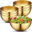 Nuogo 10 Pcs Gold Bowls 4.7 Inch Stainless Steel Mixing Bowls Decorative Esthetician Bowl for Facial Metal Serving Bowl for Holiday Birthday Party Wedding Baking Prepping Salad Fruit Soup