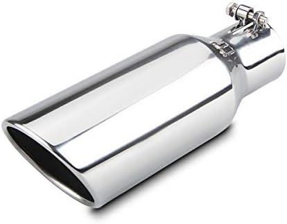 LCGP 2.5 Inch Inlet Exhaust Tip,2.5" x 4" x 12" Polished Exhaust Tailpipe Tip for Truck With Bolt On Design