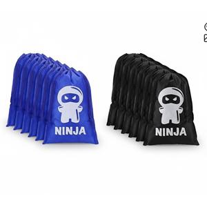 Kingdder Ninja Party Favor Bags Warrior Treat Goodie Candy Reusable Cloth Samurai Goodie Drawstring Bags Ninja Birthday Party Decorations Favors Supplies (6Pack) 2 Blue, 4 Black