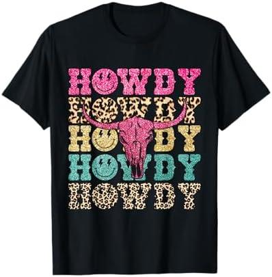 Howdy Smile Face Rodeo Western Country Southern Cowgirl T-Shirt, S