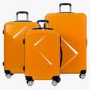 Luggage, PC+ABS Hardshell Lightweight Durable Spinner Wheels Suitcase, Orange, 3-Piece Set (20"/24"/28")