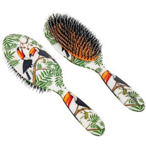 Rock & Ruddle Natural Mixed Boar Bristle Hair Brush for Women and Kids (Large, 21 cm) - Perfect for Wet or Dry Hair, Detangling Smoothing Blowdrying - Designed & Made in UK - Toucans Design