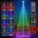 8FT Outdoor Christmas Tree, RGB Color Changing Pre-lit Smart Cone Christmas Tree with LED Lights, App & Remote Control, DIY Multi-Color Lightshow, Music Sync, Christmas New Year Decoration