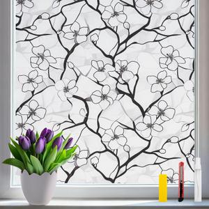 COUNTEWOL 3D Rainbow Window Film Stained Glass Style Static Cling No Adhesive Privacy Decals for Home & Office Decorative Vinyl with Protection (Plum Ink Shade, 35.4 x 78.7 Inch)