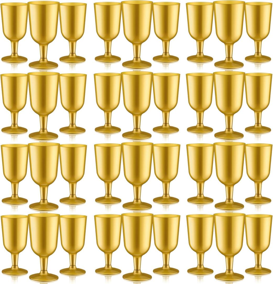 Jingmore 96 Pcs Disposable Plastic Wine Glasses 7 oz Plastic Goblets Party Wine Cups Hard Drinking Glasses with Stem Stackable Goblets Champagne Flutes for Wedding Toasting Birthday Party Supplies