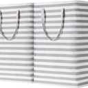 BOOMIBOO 2-Pack Large Laundry Basket,Waterproof Freestanding Laundry Hamper,Collapsible Clothes Basket with Easy Carry Handles in Laundry Room Bathroom Bedroom Dorm,Grey,75L
