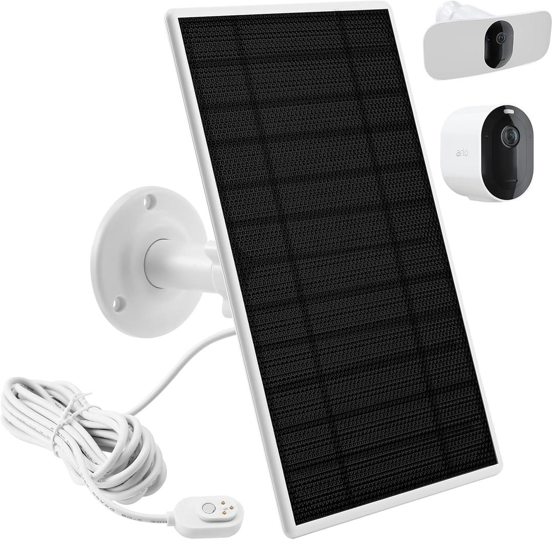 Solar Panel Charger for Arlo Camera, Power Compatible with Pro 4, Arlo Pro 5S, Pro 3, Ultra 2, and Ultra Cameras, 10ft/3m Cable, 6V4.5W (White)