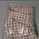 Taupe White Gingham Ruffled Table Cloth Rectangular for Seat 8-10, 100% Washed Cotton Buffet Cottage Coquette Checker Plaid Vintage Decorative Tablecloth - 120x60