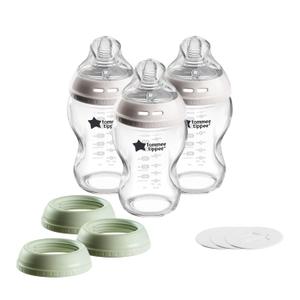 Tommee Tippee Natural Start 9 oz Glass Baby Bottles, Self Sterilizing, BPA & Phthalates Free, 0+ Months, Slow Flow Breast-Like Nipple for a Natural Latch, Travel Jar Lids, Cup Rings, Pack of 3 Tommee Tippee Natural Start 9 oz Glass Baby Bottles, Self Sterilizing, BPA & Phthalates Free, 0+ Months, Slow Flow Breast-Like Nipple for a Natural Latch, Travel Jar Lids, Cup Rings, Pack of 3