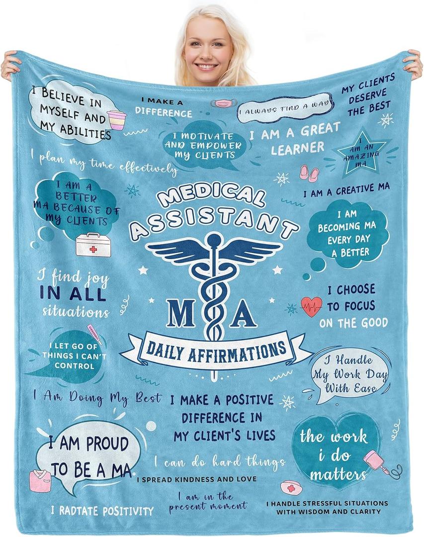 Medical Assistant Gifts, Medical Assistant MA Week Gift, MA Students Throw Blanket 60"X 50" Inch, Medical Assistant Appreciation Gift for Women, Christmas Birthday Gift Ideas for Coworker