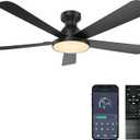 Ceiling Fans with Lights,52" Low Profile Flush Mount Ceiling Fan (Black)