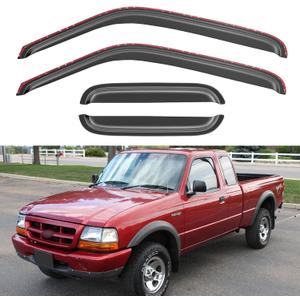in-Channel Window Visors Rain Guards Shield for 1993-1998 Ford Ranger SuperCab, Window Vent Wind Deflectors Visors Shades for 93-98 Ranger Extended Cab