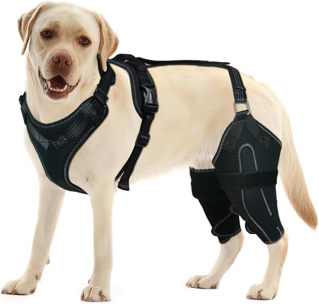 Dog Knee Brace for Torn ACL/CCL Hind Leg,Adjustable Support with Sufficient Wrapping and Support & Luxating Patella,Non-Slip Joint Brace,Pain Relief&Better Recovery-Both Leg/L