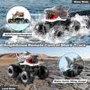 Gesture Sensing Amphibious Remote Control Gray Shark Monster Truck with Water Squirt 4WD 1:16 RC Car All-Terrain Waterproof RC Tank Pool Toy Outdoor Summer Gifts for Kids Age 6+2 Replaceable battery)