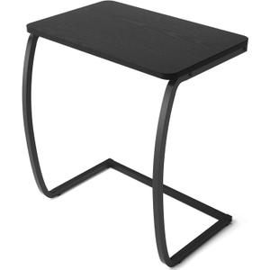 SRIWATANA Black C Shaped Side Table, Vintage End Table for Sofa Couch Bed, 13.8D x 22W x 24.4H in