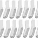 Hanes Men's Crew Socks, 14 Pairs, Double Tough Ankle Socks for Men, Moisture-Wicking, Shoe Sizes 12-14