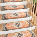 Bullnose Non-Slip Stair Treads for Wooden Steps, Carpet Stair Treads for Indoor Runner, Pet Friendly Soft Stair Rugs, Edging Stair Protectors Reusable, Washable, 30"x9.5"x1.5" 14pcs, Red