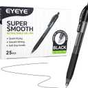 EYEYE G-103 Retractable Gel Pens Black 0.5mm, 25 Pack Extra Fine Point Gel Ink Pens Quick Drying, 0.5 mm Fine Piont Ballpoint Pen Smooth Writing for Office School Supplies