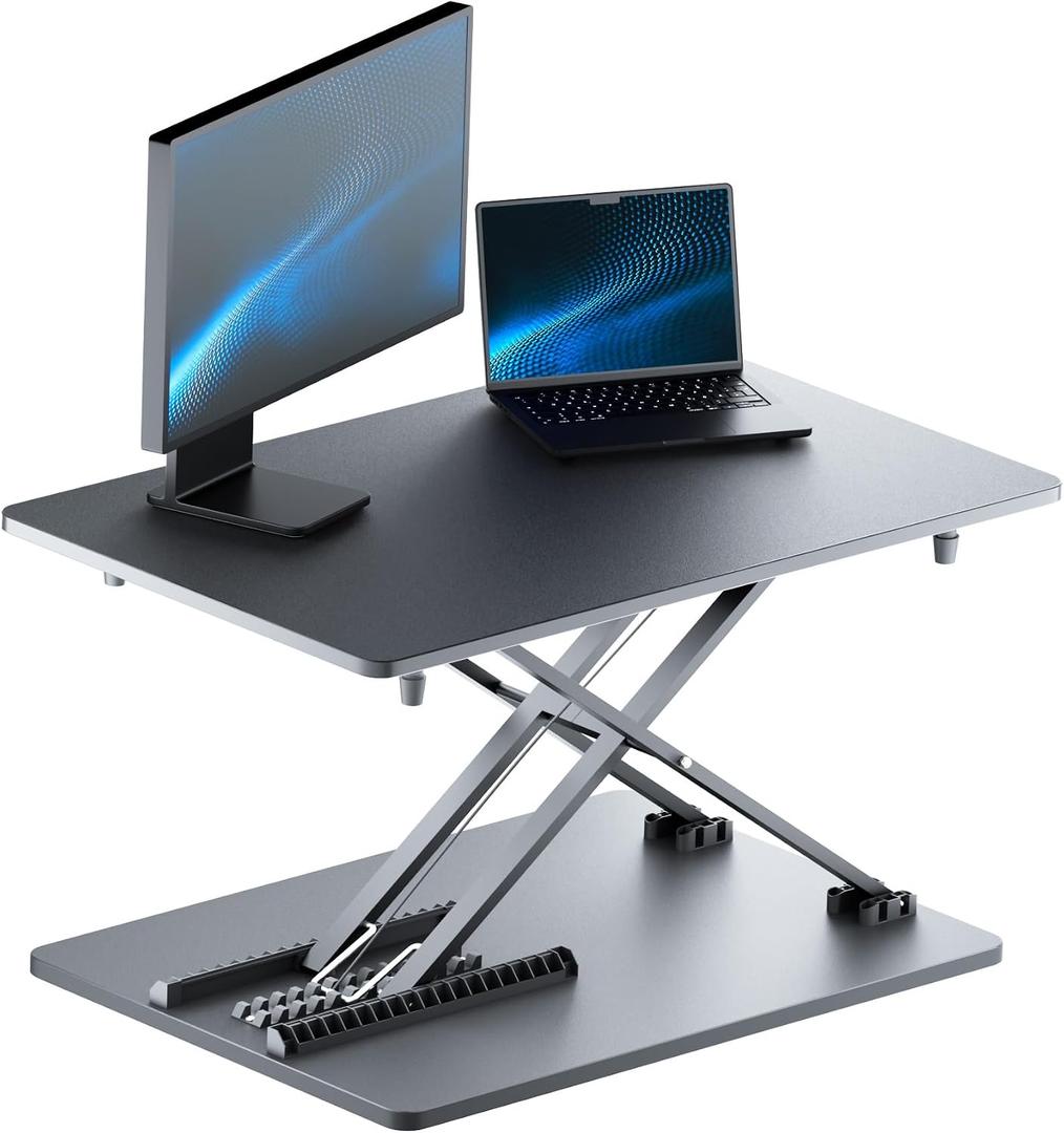 Standing Desk Converter, 25.16" 15.75" Height Adjustable Laptop Stand for Desk, Sit Stand Monitor Stand, No Assembly Required for Home and Office Use (Black)