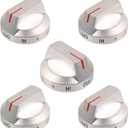 Upgraded DG94-04167 Stove Knobs Replacement for Samsung Gas Range Stove Knobs, Replace Samsung DG94-04167A DG94-04167D Knobs NX60A6111SS NX60A6311SS NX60A6511SS/AA NX60A6511SG/AA knobs Silver 5Pcs